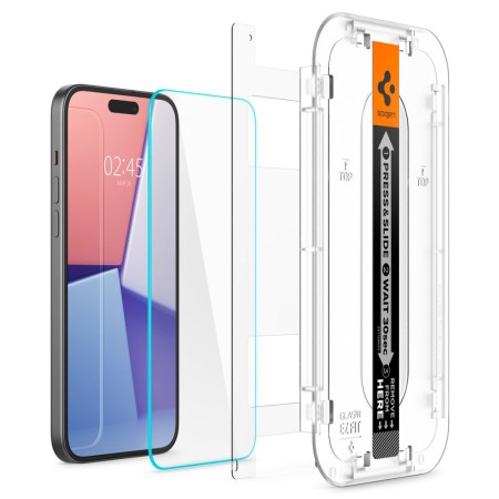 Folie pentru iPhone 15 (set 2) - Spigen Glas.TR EZ FIT - Clear