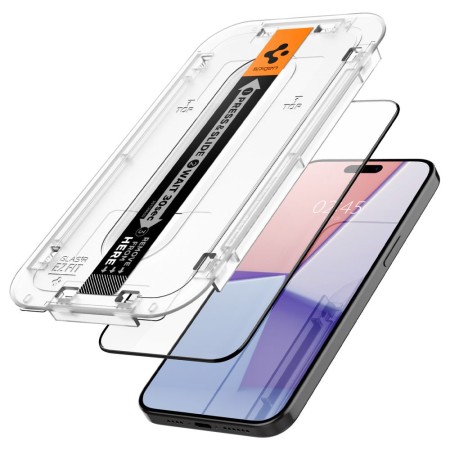 Folie pentru iPhone 15 Pro (set 2) - Spigen Glas.TR EZ FIT - Black