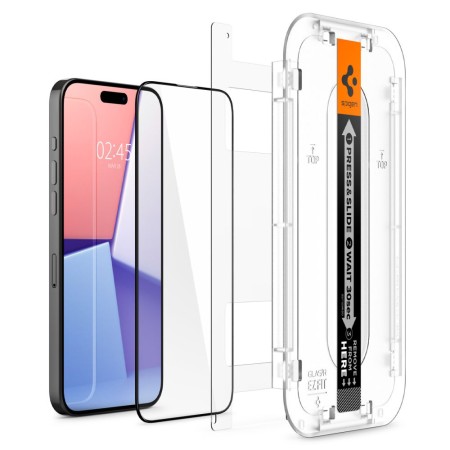 Folie pentru iPhone 15 Pro (set 2) - Spigen Glas.TR EZ FIT - Black