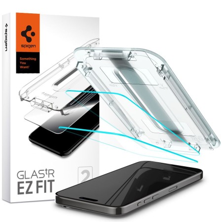 Folie pentru iPhone 15 Pro Max (set 2) - Spigen Glas.TR EZ FIT - Clear