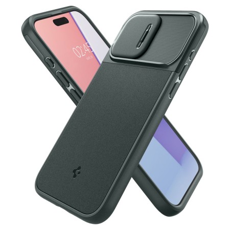 Husa iPhone 15 Pro - Spigen Optik Armor - Abyss Green