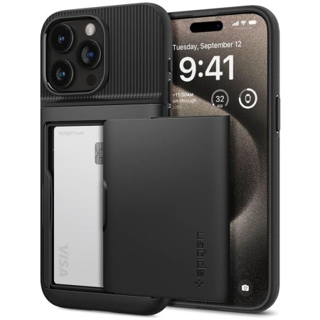 Husa pentru iPhone 15 Pro Max - Spigen Slim Armor CS - Black