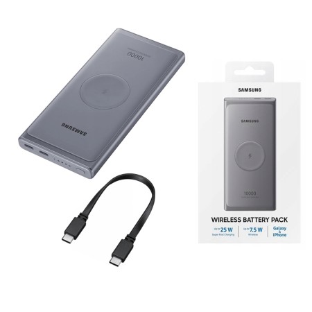 Samsung - Original Power Bank (EB-U3300XJEGEU) - Wireless Charging, 2xType-C, 10000mAh, 25W, 3A - Dark Gray (Blister Packing)