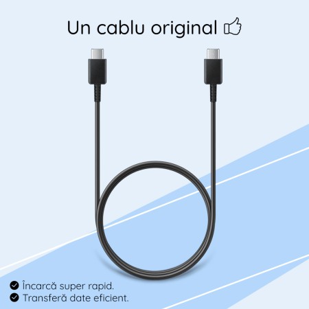 Cablu de Date USB-C la Type-C Fast Charging 3A, 1m - Samsung (EP-DA705BBEGWW) - Black (Bulk Packing)