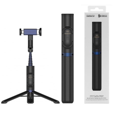 Samsung CandT - ITFIT Selfie Stick P007 (GP-TOU020SAABW) - Stable Bluetooth Tripod, Remote Controller - Black (Blister Packing)