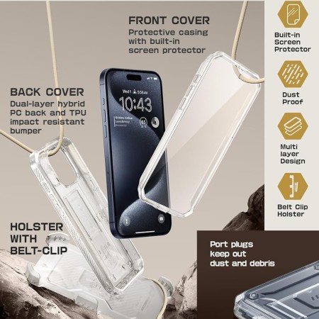 Husa pentru iPhone 15 Pro Max - Supcase Unicorn Beetle Pro - Clear