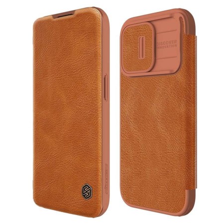 Husa pentru iPhone 15 Pro Max - Nillkin QIN Pro Leather Case - Brown