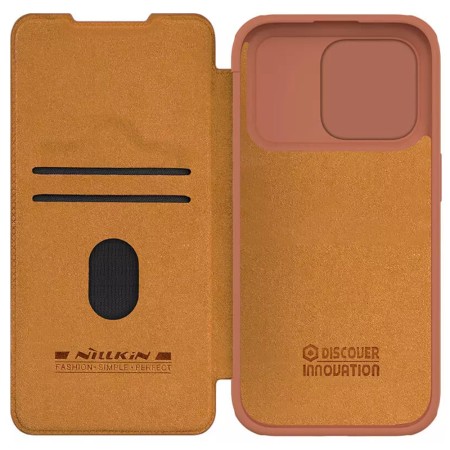 Husa pentru iPhone 15 Pro Max - Nillkin QIN Pro Leather Case - Brown