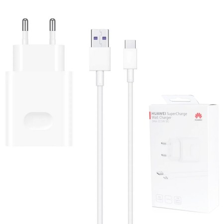 Incarcator pentru Priza, Fast Charging, 22.5W + Cablu Type-C, 5A, 1m - Huawei CP404 (HW-100225E00) - White (Bister Packing)