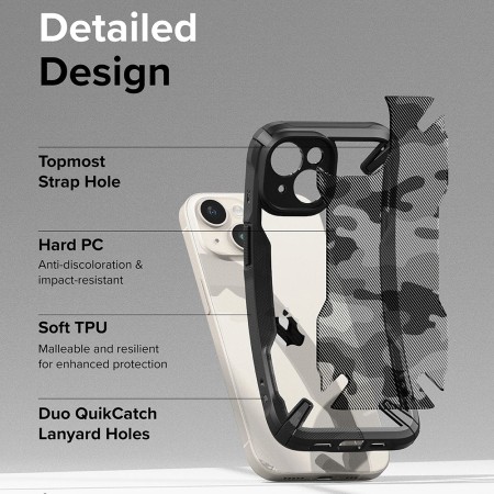 Husa pentru iPhone 15 - Ringke Fusion X Design - Camo Black