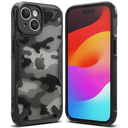 Husa pentru iPhone 15 Plus - Ringke Fusion X Design - Camo Black