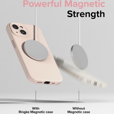 Husa pentru iPhone 15 Plus - Ringke Silicone Magnetic - Pink Sand