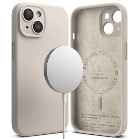 Husa pentru iPhone 15 Plus - Ringke Silicone Magnetic - Stone