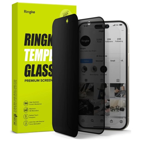 Folie pentru iPhone 15 Plus - Ringke Cover Display Tempered Glass - Privacy