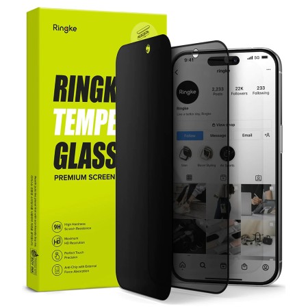 Folie pentru iPhone 15 Pro Max - Ringke Cover Display Tempered Glass - Privacy