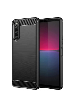 Husa Carbon compatibila Sony Xperia 10 V, Tech AntiSoc, Negru