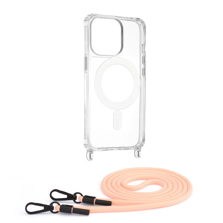 Husa MagSafe compatibila Apple iPhone 13 Pro, Atasare Magnetica, Cu Snur Detasabil, Pink