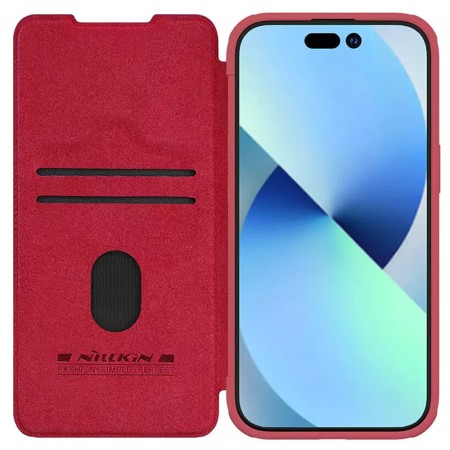 Husa pentru iPhone 15 Plus - Nillkin QIN Pro Leather Case - Red