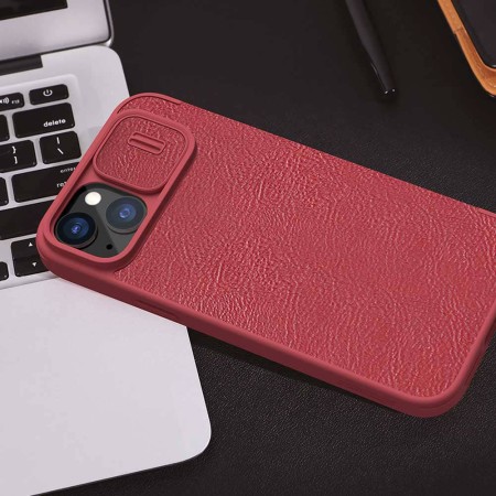 Husa pentru iPhone 15 Plus - Nillkin QIN Pro Leather Case - Red