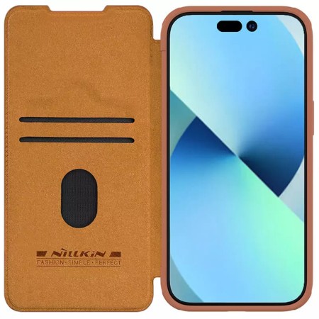 Husa pentru iPhone 15 Plus - Nillkin QIN Pro Leather Case - Brown