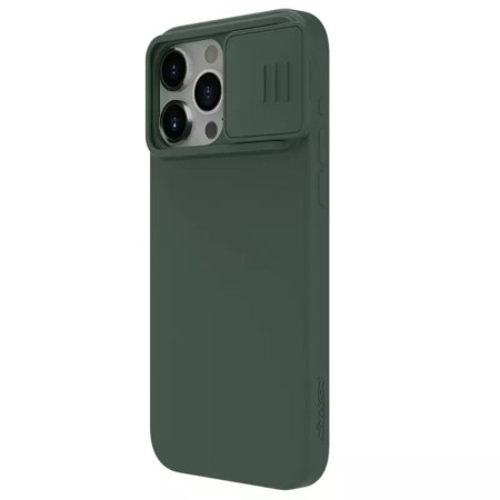 Husa pentru iPhone 15 Pro Max - Nillkin CamShield Silky MagSafe Silicone - Foggy Green