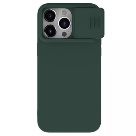 Husa pentru iPhone 15 Pro - Nillkin CamShield Silky MagSafe Silicone - Foggy Green