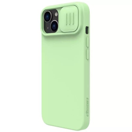 Husa pentru iPhone 15 - Nillkin CamShield Silky MagSafe Silicone - Mint Green