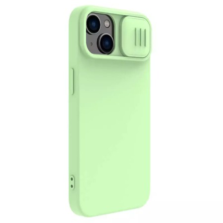 Husa pentru iPhone 15 - Nillkin CamShield Silky MagSafe Silicone - Mint Green