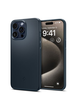 Husa pentru iPhone 15 Pro Max Spigen Thin Fit, Metal Slate