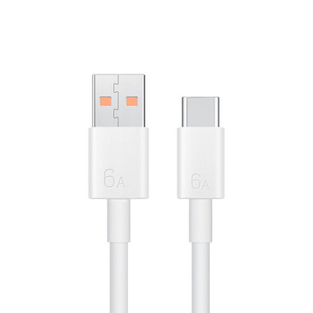 Cablu de Date USB la Type-C, Super Fast Charging 6A - Huawei - White (Bulk Packing)