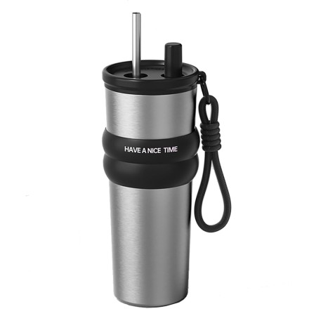 Termos din Otel Inoxidabil, 710ml - Cupa pentru masina, o singura pipeta - Grey