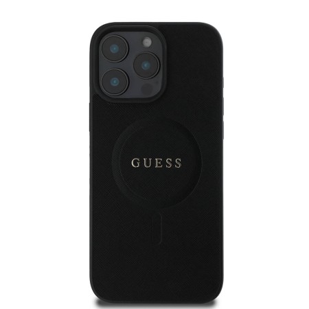 Husa pentru iPhone 16 Pro Max - Guess Saffiano Classic Logo MagSafe (GUHMP16XPSAHMCK) - Black