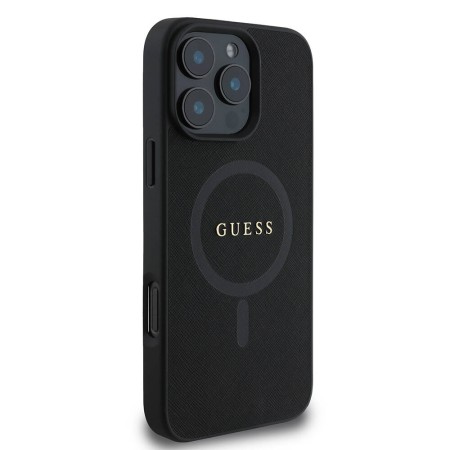 Husa pentru iPhone 16 Pro Max - Guess Saffiano Classic Logo MagSafe (GUHMP16XPSAHMCK) - Black