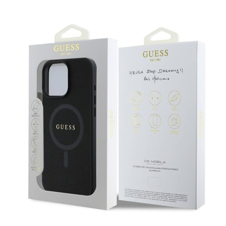 Husa pentru iPhone 16 Pro Max - Guess Saffiano Classic Logo MagSafe (GUHMP16XPSAHMCK) - Black