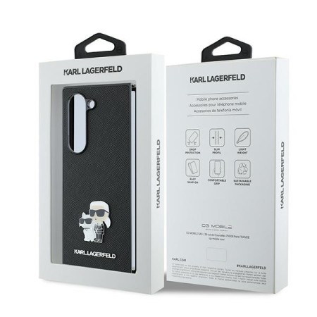 Husa pentru Samsung Galaxy Z Fold6 - Karl Lagerfeld Saffiano (KLHCZFD6SAPKCNPK) - KarlandChoupette Metal Pin