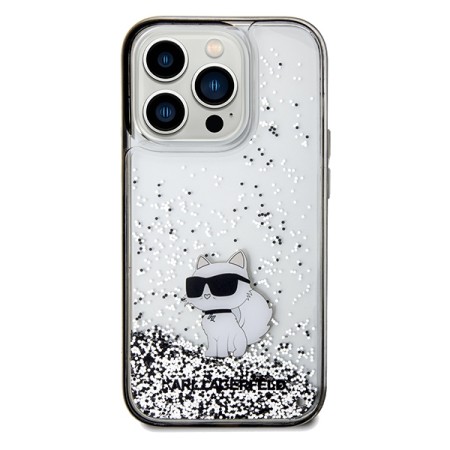 Husa pentru iPhone 14 Pro Max - Karl Lagerfeld Hardcase Liquid Glitter (KLHCP14XLKCNSK) - Transparent Choupette