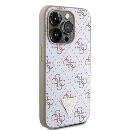 Husa pentru iPhone 15 Pro - Guess Hardcase 4G Triangle Metal Logo (GUHCP15LPG4GPH) - White