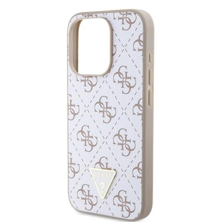 Husa pentru iPhone 15 Pro - Guess Hardcase 4G Triangle Metal Logo (GUHCP15LPG4GPH) - White